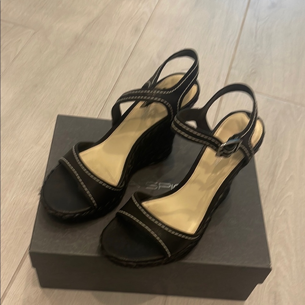Via Spiga Black Wedge Shoes Elegant Design